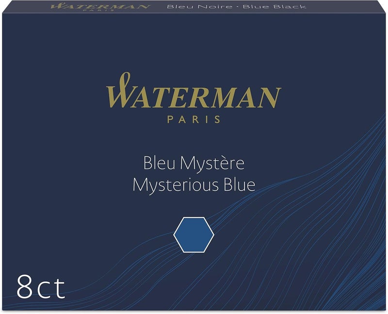 Waterman Fountain Pen Ink Cartridges - Mysterious Blue, 8 Count - Image 1